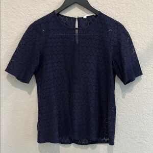 Navy Blue Lace Women Top missing Size tag see measurements